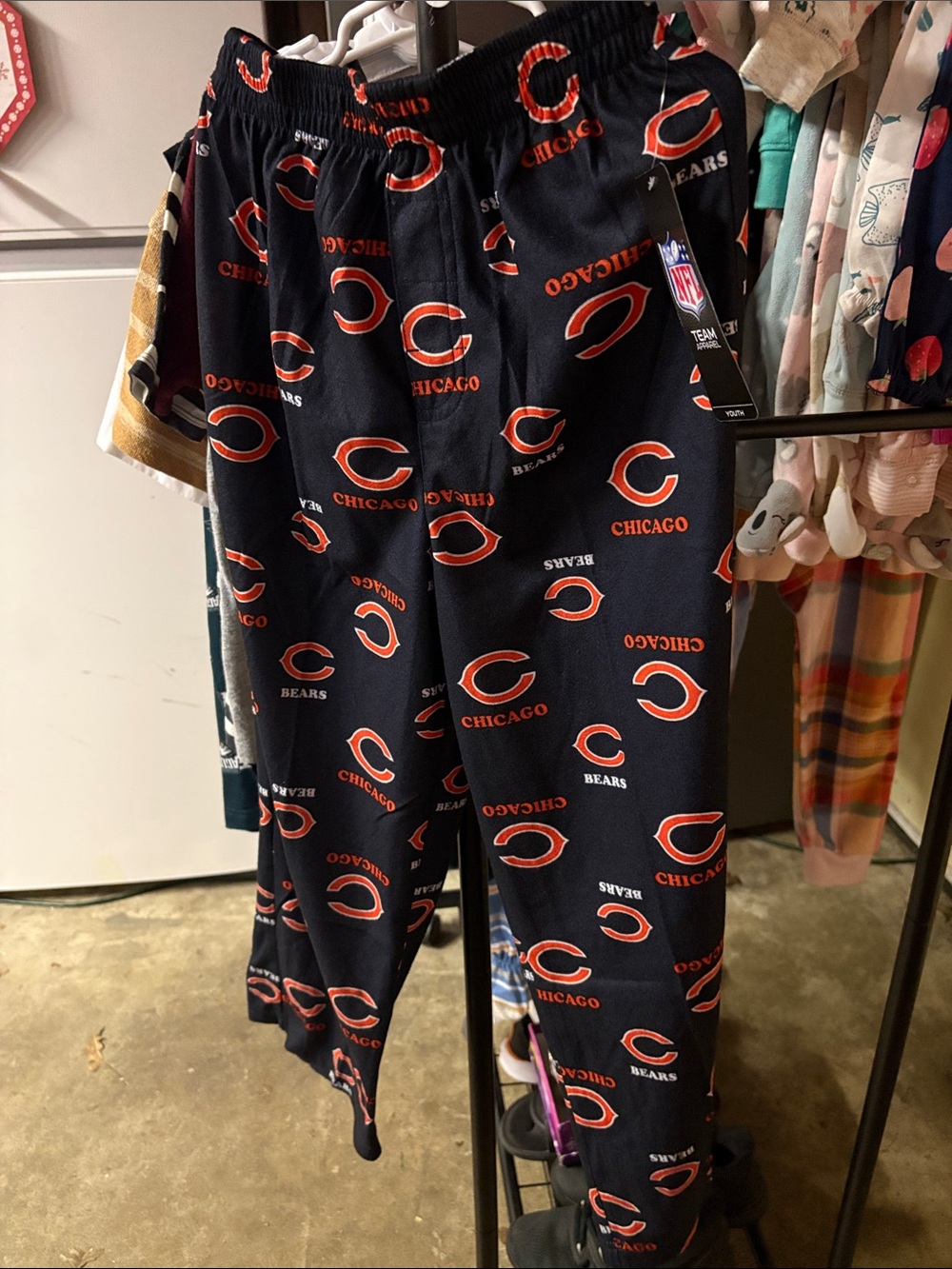 Nwt Chicago Bears Kids Navy & Orange Pajama Pants